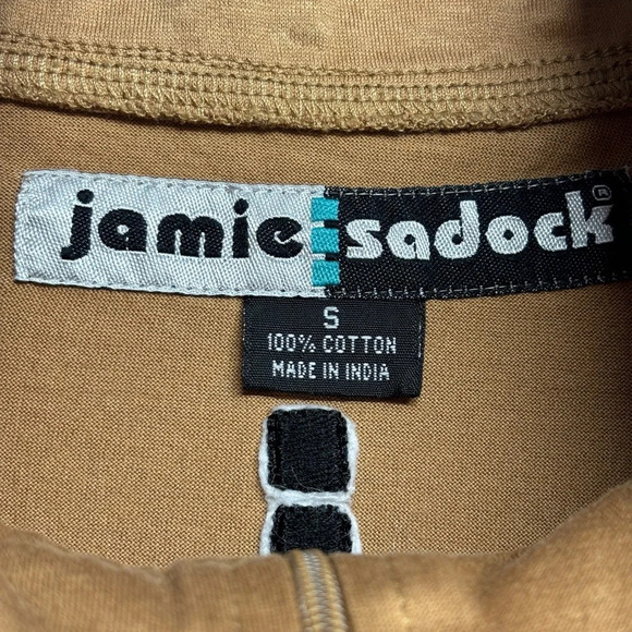 Jamie Sadock Pullover Sweater Cropped Brown Tan Button Sleeve Detail S - Picture 4 of 8